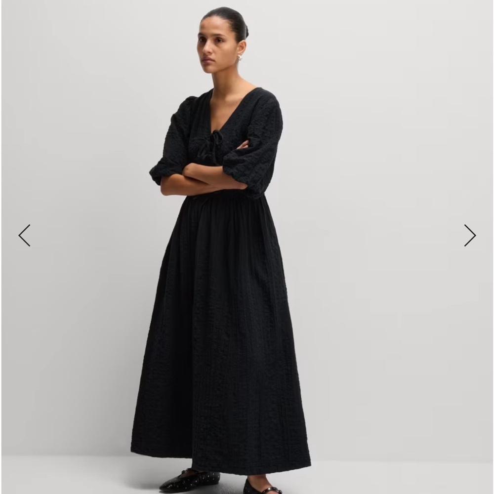 Marks & Spencer Black Midi Dress with Tie Front